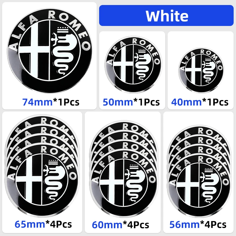 Sleek Universal Car Emblem Set - Hood, Trunk, Steering Wheel & Wheel Center Caps (Various Sizes)