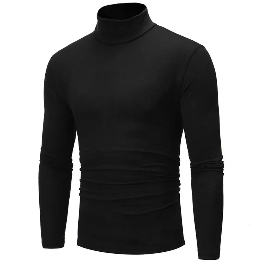

Men Casual Turtleneck T-shirt Men's Slim Fit Turtleneck Long Sleeve Pullover Tops Autumn Winter Solid Color Streetwear Elastic