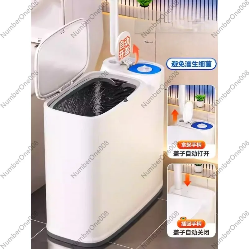 쓰레기통 가정용 새 욕실 화장실 브러쉬, 일체형 종이통 화장실 특수 대용량 뚜껑 포함