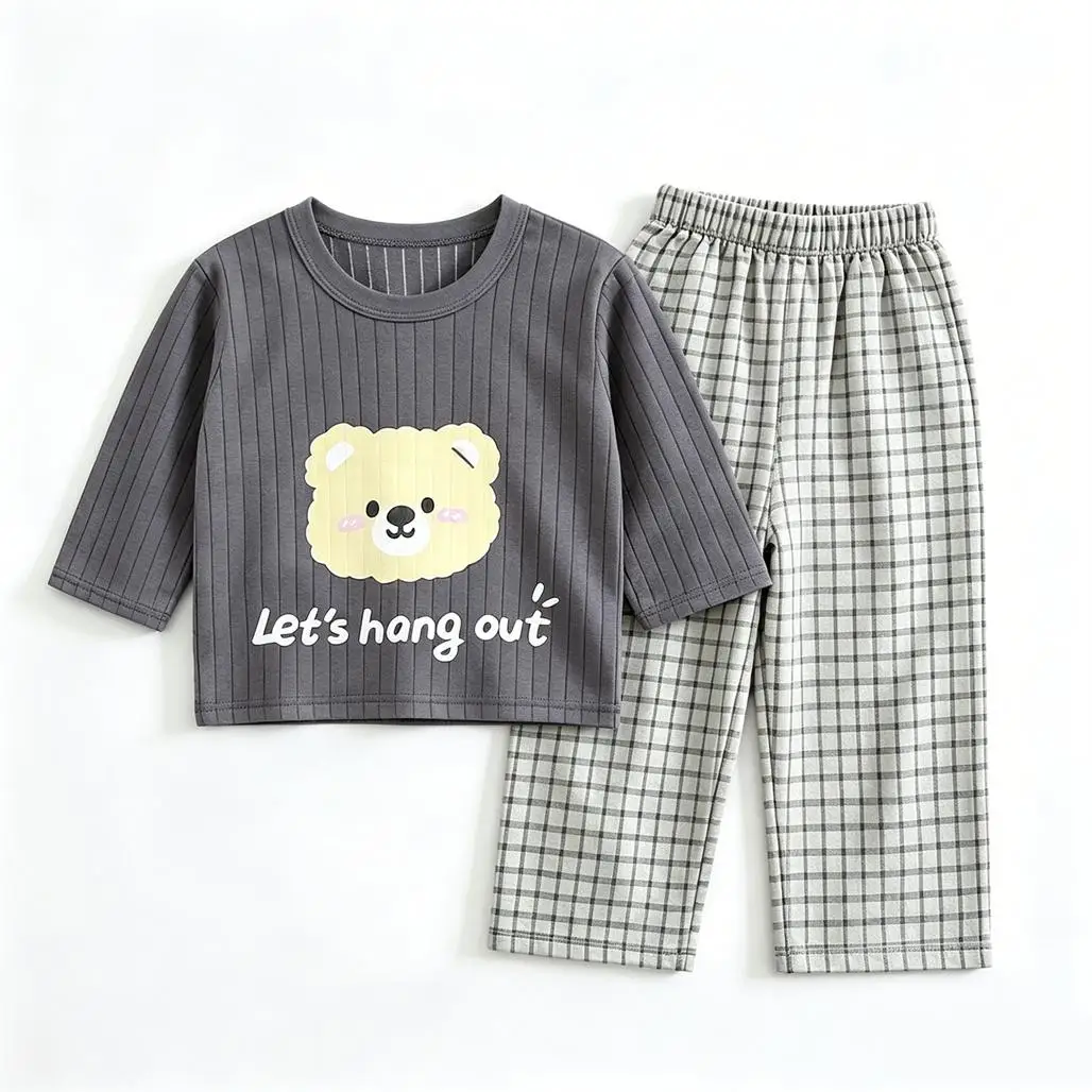 Set Pigiama Casual 2 Pezzi per Neonati, Graziosi Pullover + Pantaloni, Nuovi Completi Stampati per Bambini - immagine 5