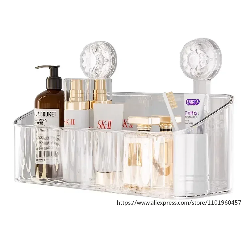 Multi-functional Bathroom Shelf with Suction Cup, No Drilling Needed Shower Caddy for Shampoo Conditioner Soap Razors 4