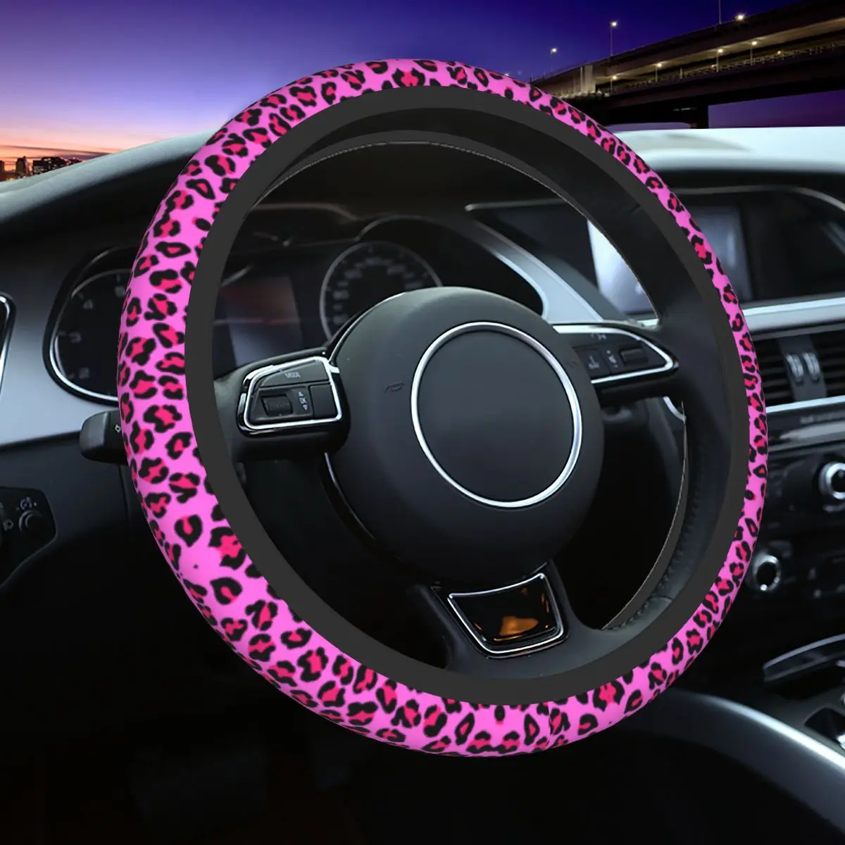 Leopard Cheetah Seamless Steering Wheel Cover Animal Skin Print Spots