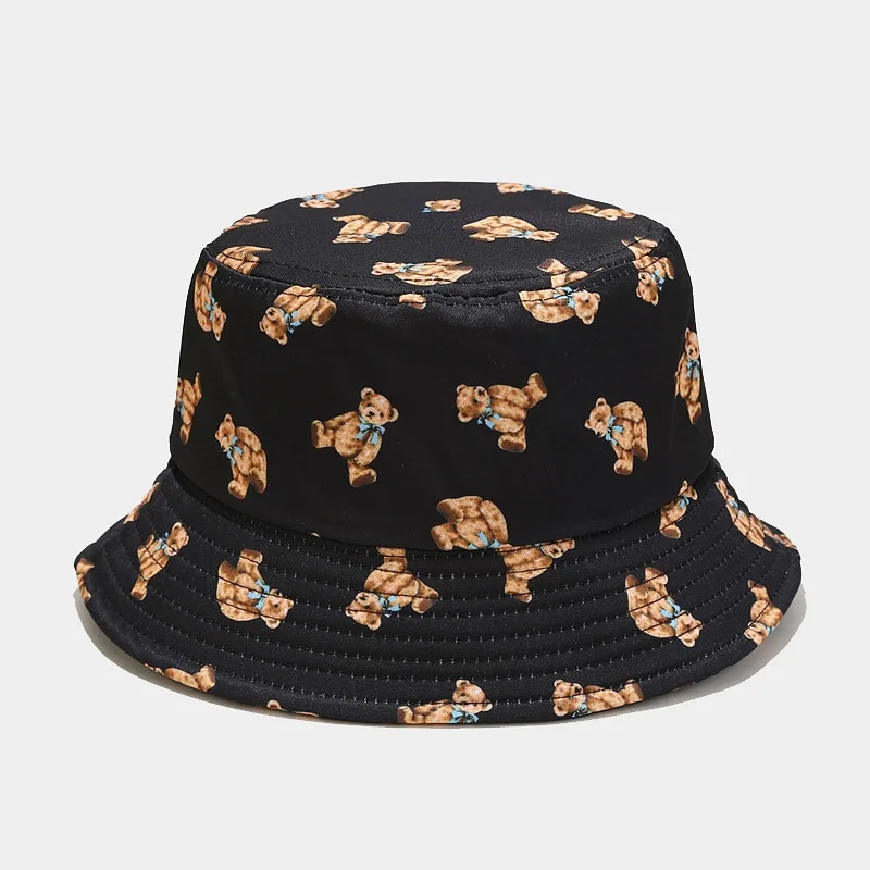 

Bucket Hat Bear Women Spring Summer UV Protection Windproof Wide Brim Cap For Holiday