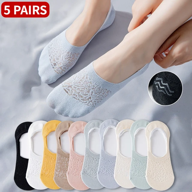 5pair /Lot Invisible Breathable Socks Mesh Mujer Non-slip Summer