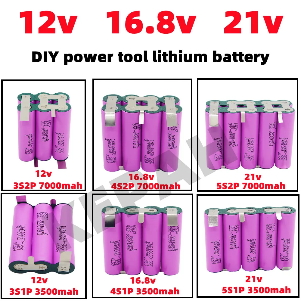 3S1P 3S2P 4S1P 4S2P 5S2P 18650 3500mAh/7000mAh 전기 드릴, 12.6V 16.8V 21V ...