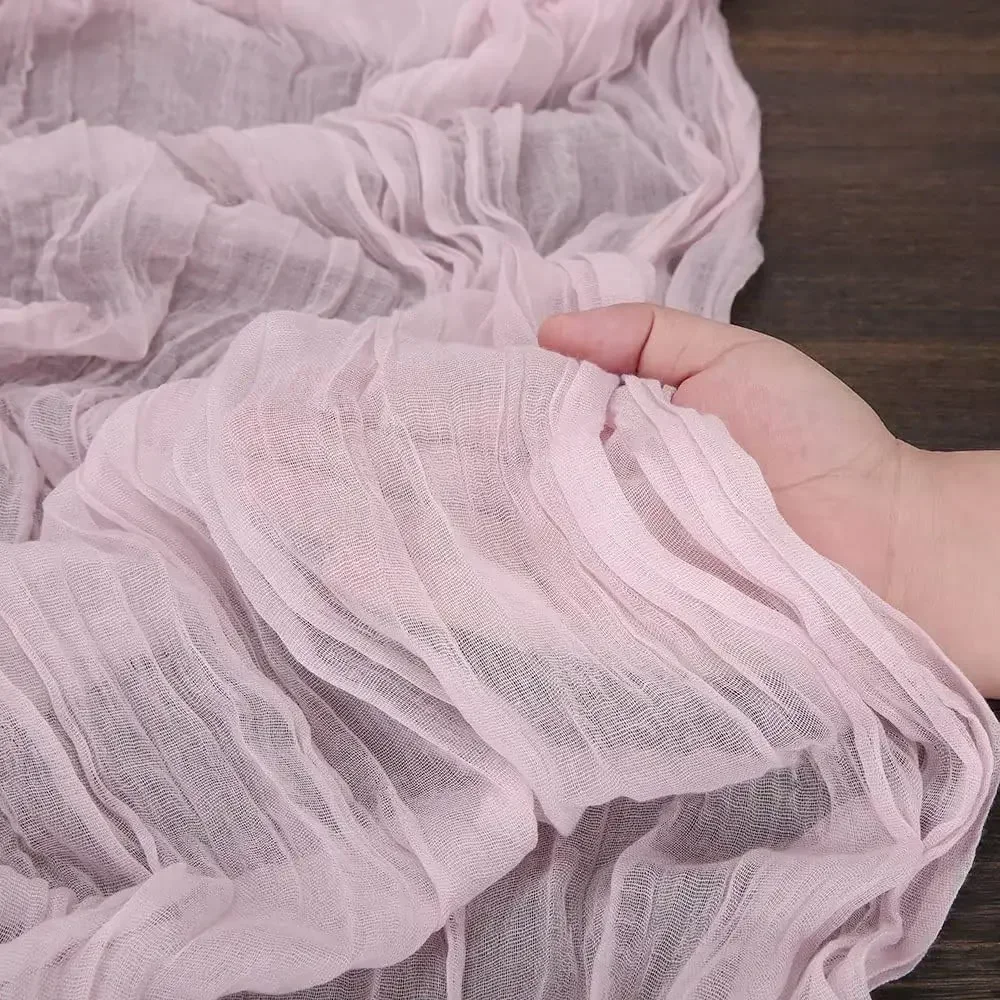 90*180CM Pink Cheesecloth Table Runner Romantic Wedding Dining Table Decoration Pink Tablecloth For Bridal Party Christmas 4
