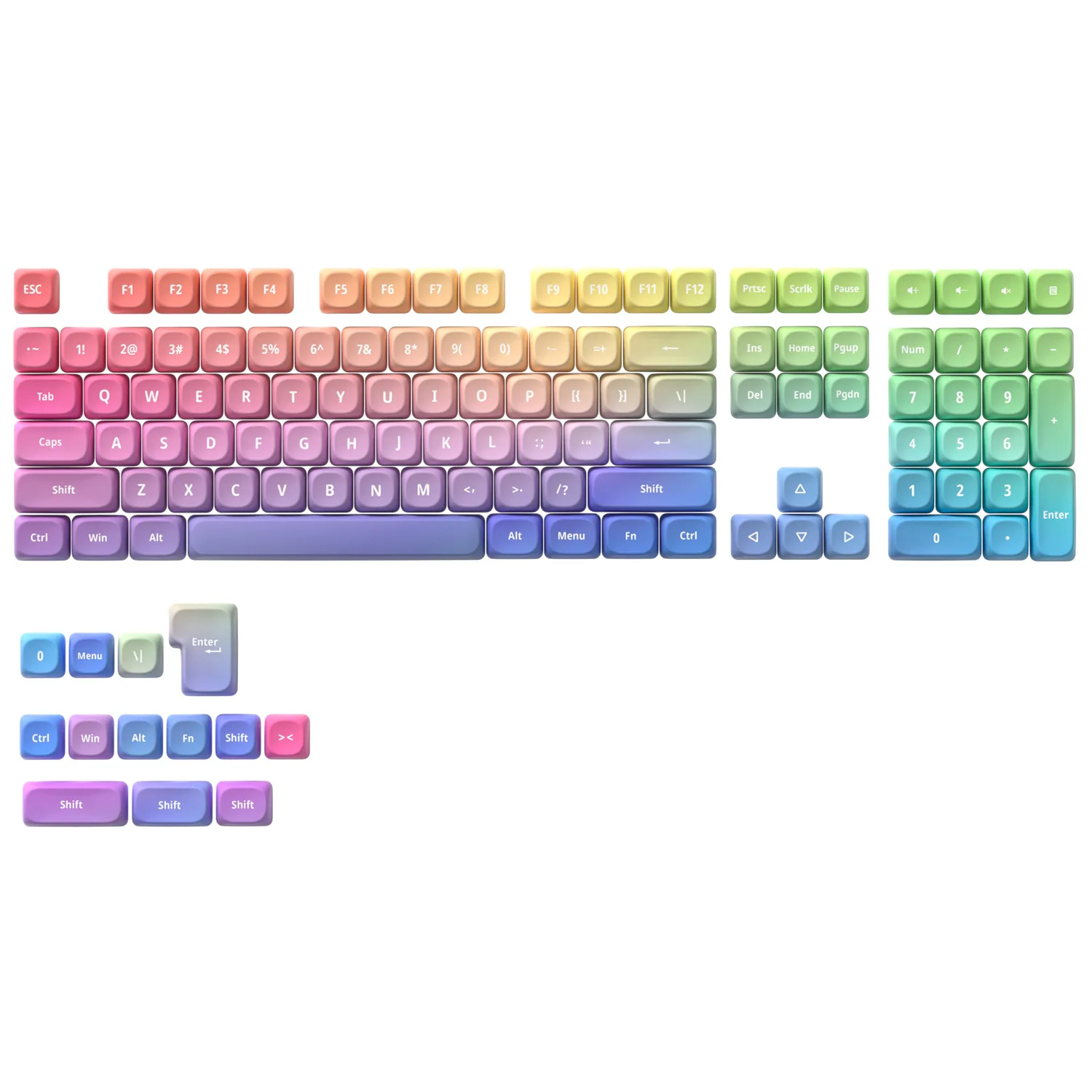 Purple Tide 121-Key PBT Keycap Set in MOA Profile, DYE-SUB