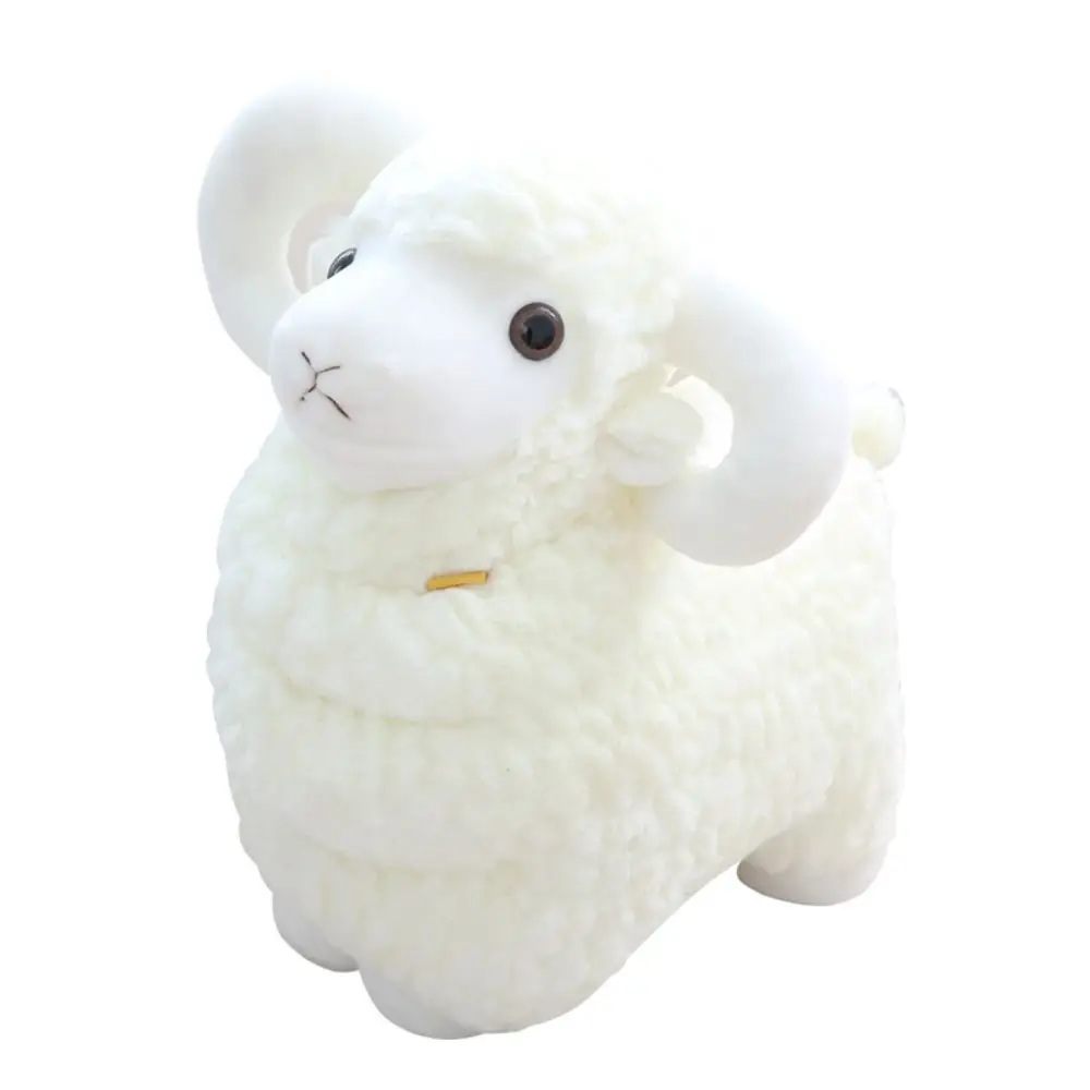 Simulation Big Horns Baby Goat PP Cotton Fluffy Sheep Toys 25/35cm Cute Baby Goat Keychain Valentine's Day Gifts