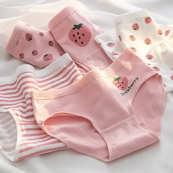 Nuovo 5 pz/set Mutandine di Cotone Orso Fragola Cartoon Ragazze Slip Donne Sexy Biancheria Intima Biancheria Mutande Femminili 1