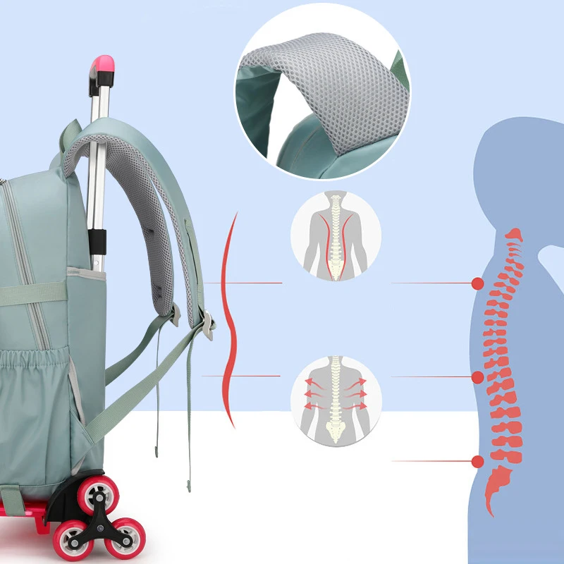 Children School Backpack with Wheels Kids Trolley School Bag for Teenagers Girls Rolling Backpack Students Schoolbag Travel Bags
