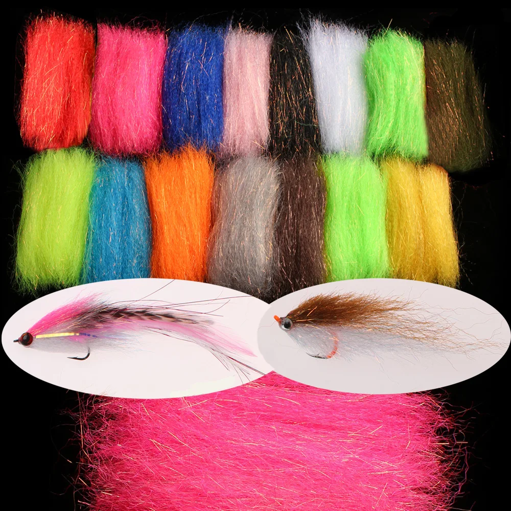 1/5/15er-Pack Gekräuseltes Slinky Fiber Flash Streamer Fliegenbindematerial für Minnow Streamer Fliegen, Forellen-, Barsch- und Hecht-Angelköder – Detail 1