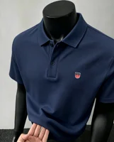 Polo à manches courtes pour homme, 100% coton pur, marque haut de gamme, mode été, broderie de drapeau de luxe, boutique, golf, t-shirt décontracté 2