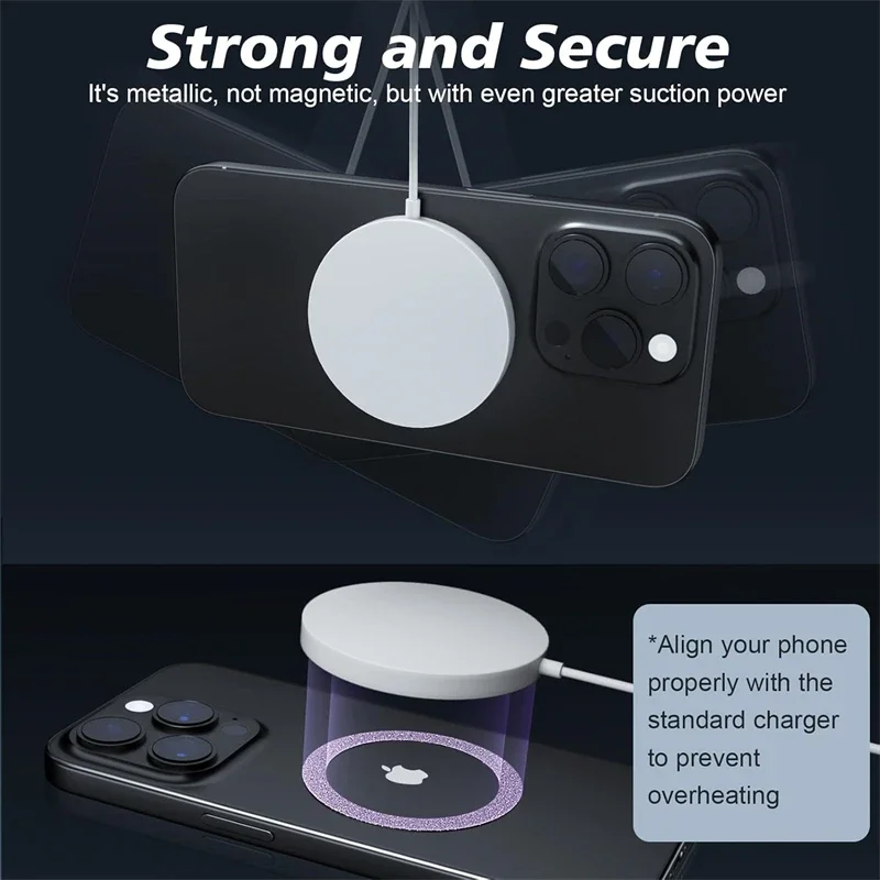 Sparkling Magnetic Ring Stickers: Wireless Charger & Phone Holder Enhancement Set (3-Pack)