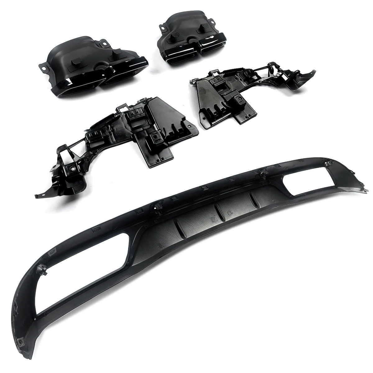 For Mercedes Benz C Class W205 C300 Base Sedan NON AMG Rear Diffuser+Exhaust Tips 2015-2018 Classic Model Rear Bumper