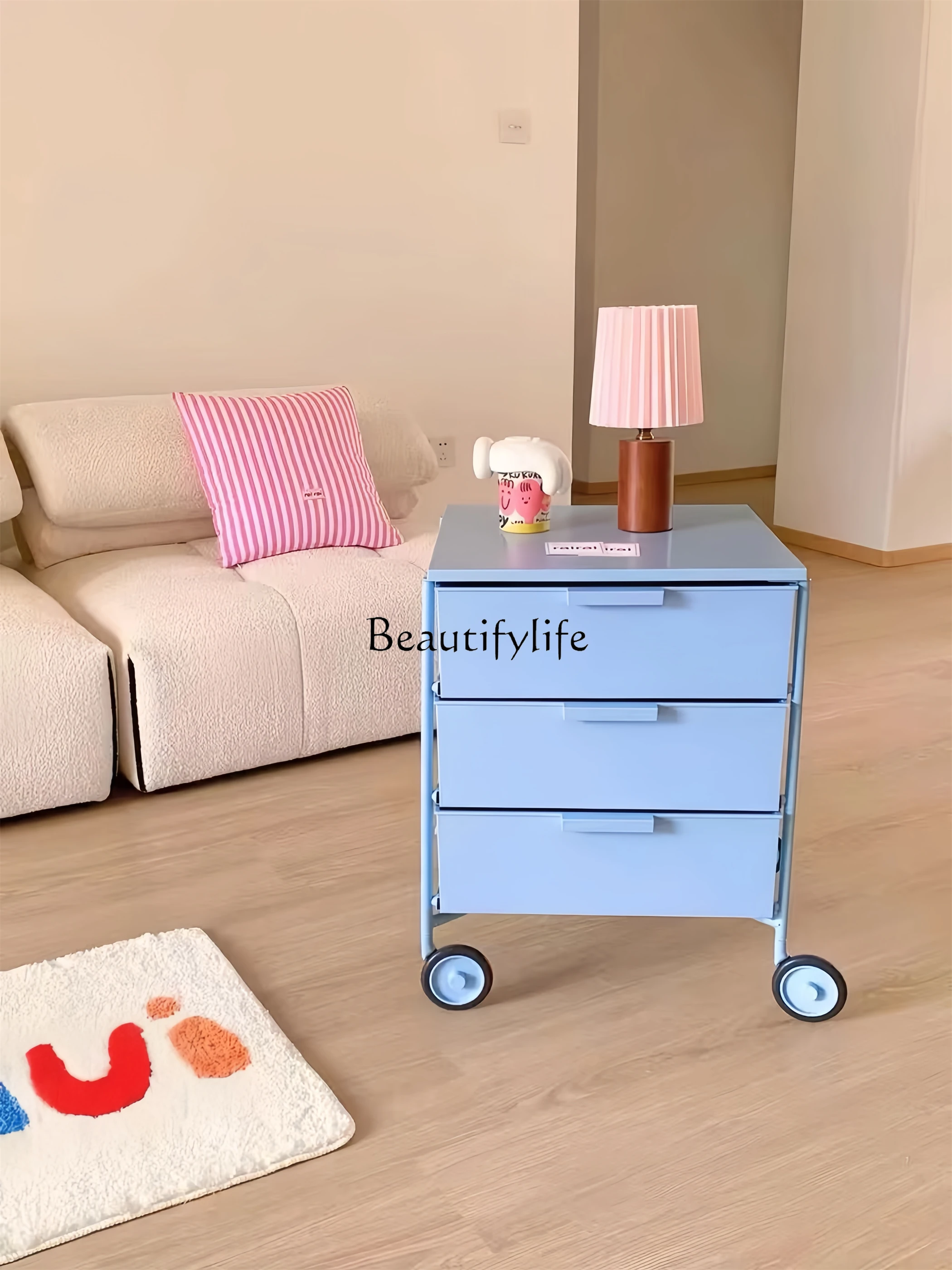 

Living Room Removable Storage Cabinet Dopamine Color Cart Locker