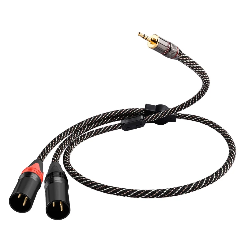 YYTCG HiFi 3.5mm-듀얼 XLR 남성 케이블, PC 헤드폰 앰프 MP3 믹서 콘솔용 고순도 OFC 3핀 밸런스드 오디오 코드