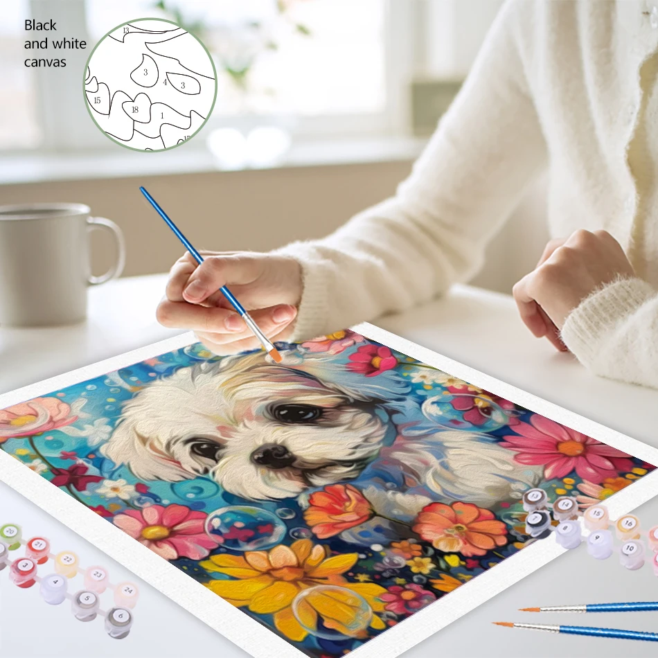 SDOYUNO-Paint By Numbers Dog Animals Hand Drawn Artwork With Frame Drawing On Canvas Arts Crafts With Frame Handicraft Wall Art