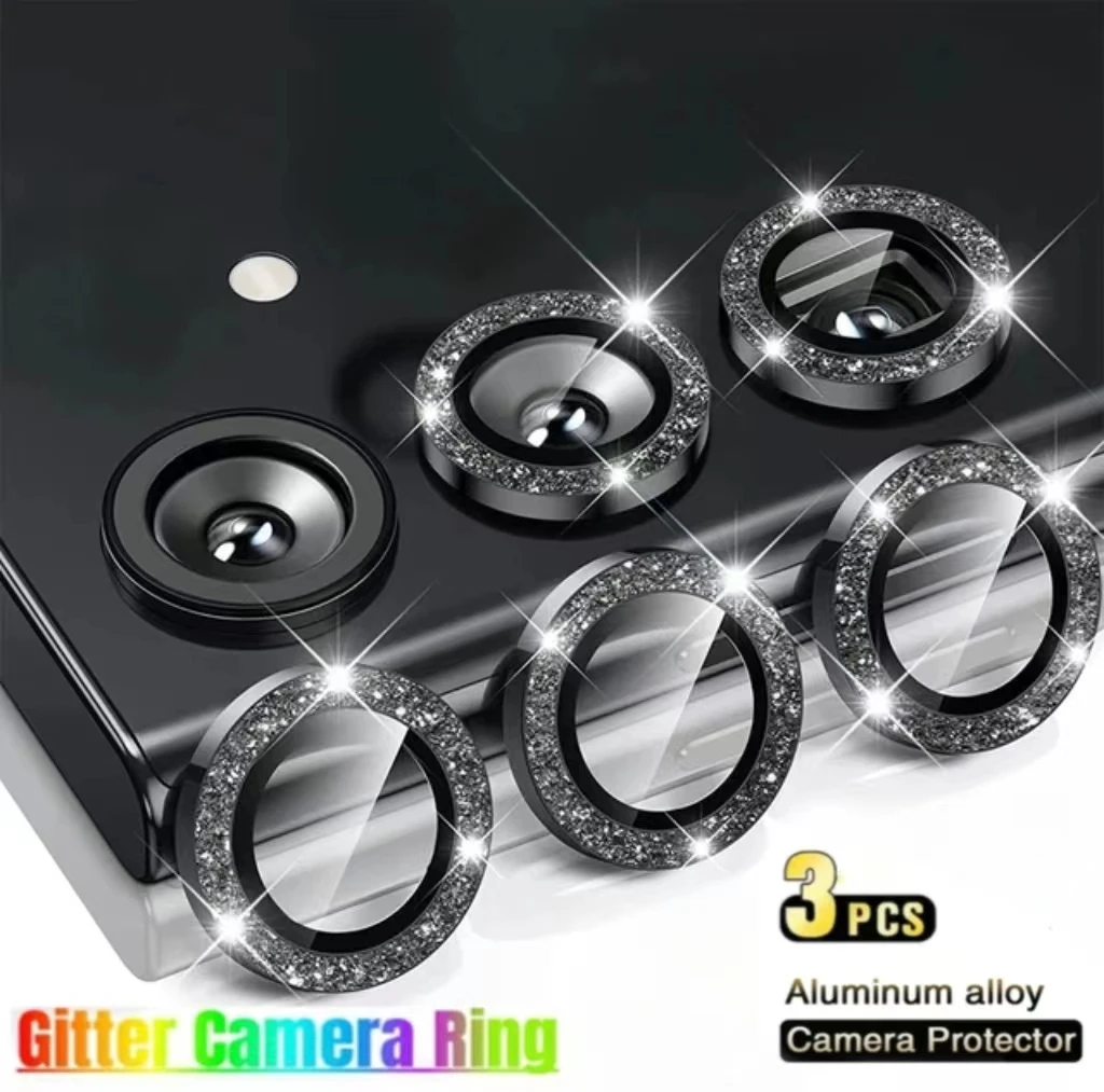 3-Piece Glitter Camera Lens Tempered Glass Protector