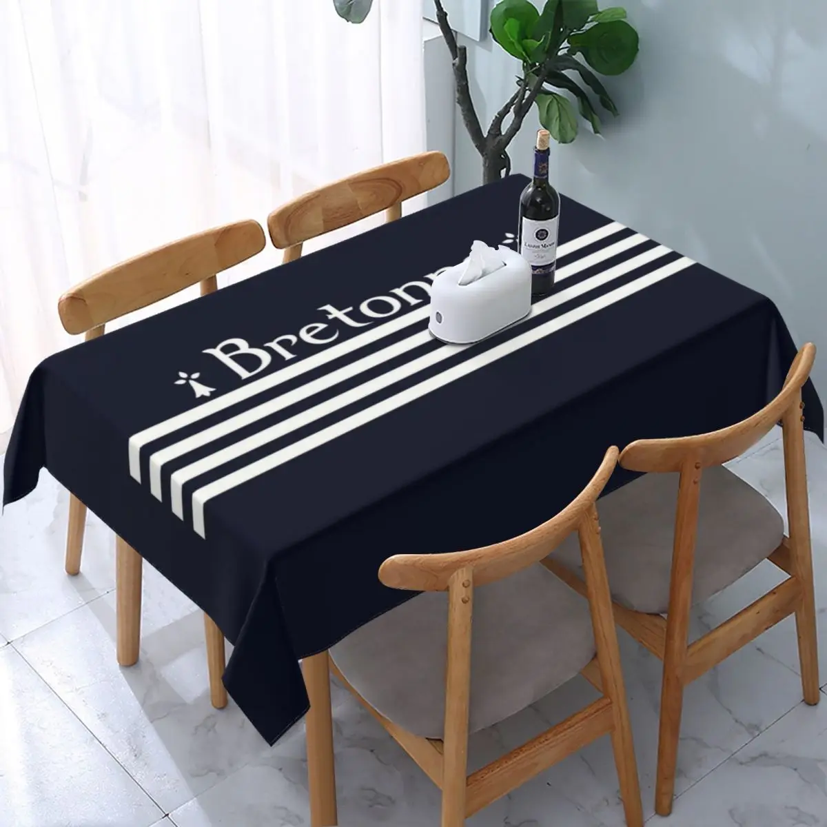 

Rectangular Waterproof Breton Table Cover Elastic Breizh Brittany Table Cloth Backed Edge Tablecloth for Picnic