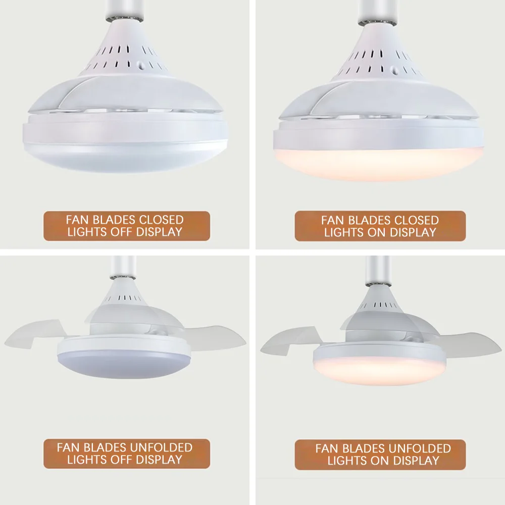 Smart LED Ceiling Fan Light Remote Control APP Adjustable Color Temperature Brightness Lamps Living Room Bedroom Indoor Lights