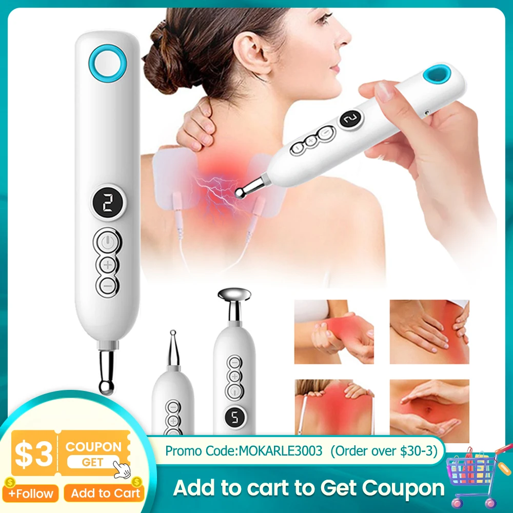 

Electric Tens Muscle Stimulator EMS Eletric Acupuncture Pen Massage Pen Herald Digital Therapy Machine Massager for Body Neck