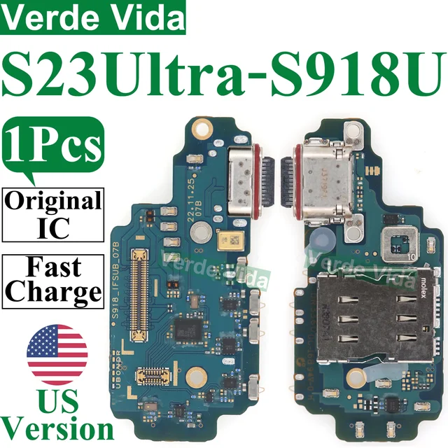 USB شحن ميناء مجلس النسخة الأمريكية حوض موصل الكابلات المرنة لسامسونج S928U S918U S908U S906U S23 S24 الترا S22 زائد S21 FE