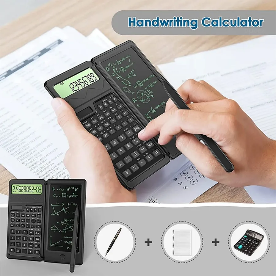 Scientific Calculator Scientific Calculator with Notepad 10-Digit Large Display Office Desk Professional Foldable Support Solar and Battery