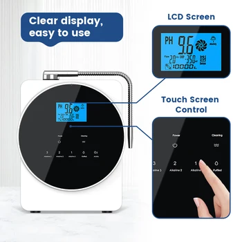 CAWOLO น้ําอัลคาไลน์ Ionizer เครื่อง pH 4.5 ~ 10.5 กรดน้ําอัลคาไลน์ Maker เครื่อง 11 แผ่น PH น้ําเครื่องสําหรับ Home/Office 2