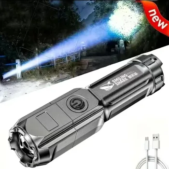 Powerful LED Flashlight Rechargeable USB 18650 Waterproof Zoom Fishing Hunting 100000 Lumens Tactical Flashlight LED Flashlight