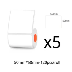 Wide Thermal Label Sticker - White Self - Adhesive Paper (50mmx50mm - 5 rolls)