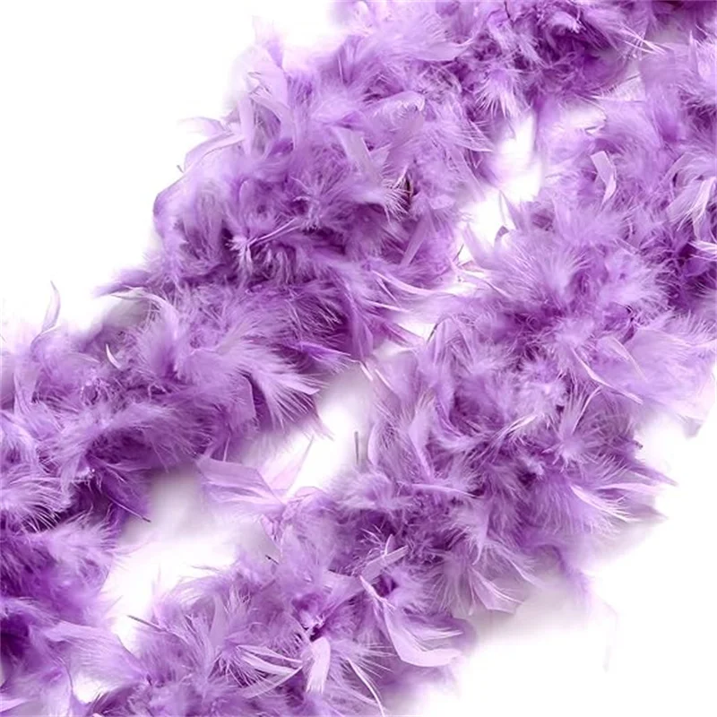 

5PC 80g Light Purple Chandelle Feathers Boas Natural Turkey Feather Fringes Strips Boa For Carnival Christmas Dresses Decoration