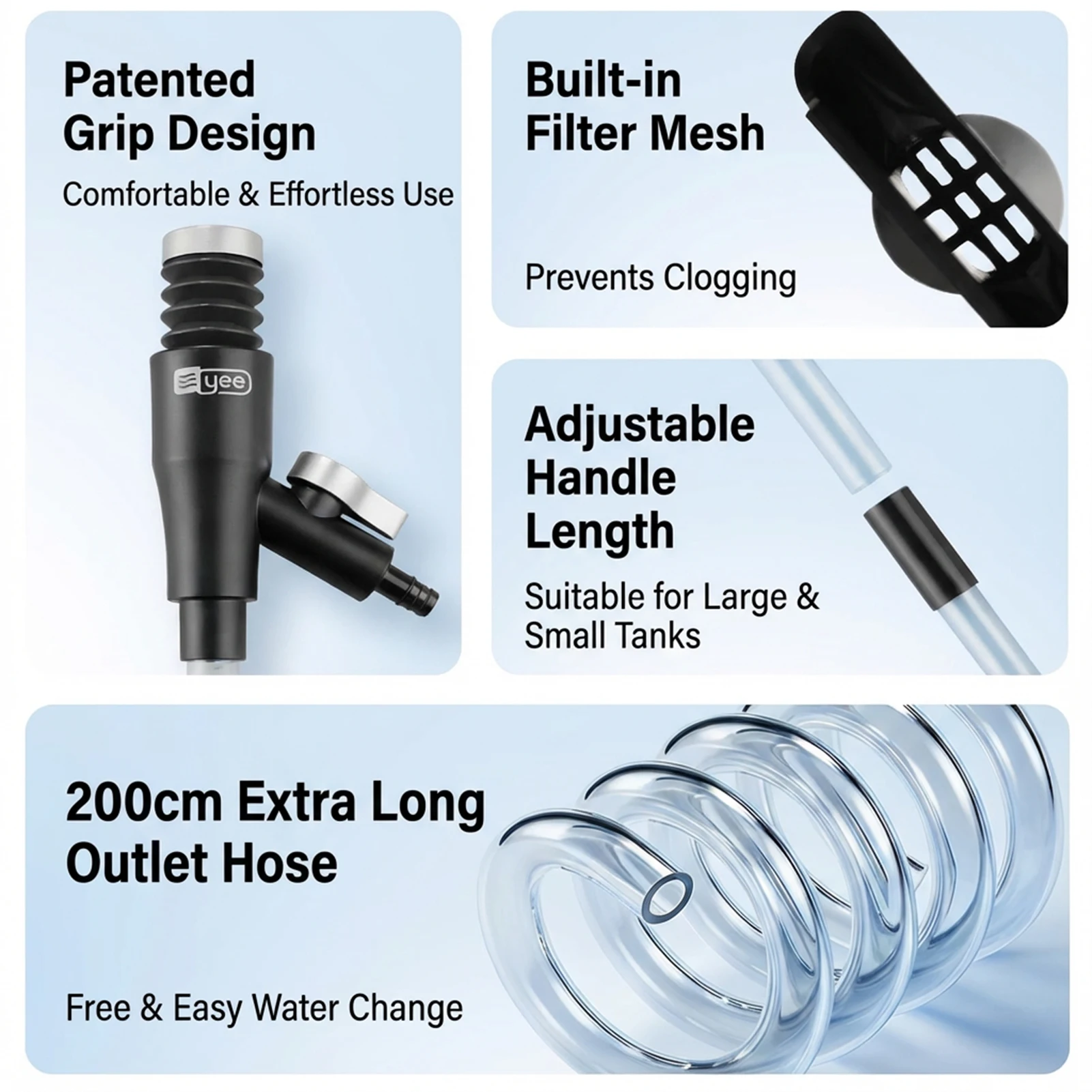 Mini Aquarium Reiniger Siphon Wasser Wechsler Kies Sand Reiniger Fisch Abfall Entferner Werkzeug für Kleine Tank Wartung – Detail 8