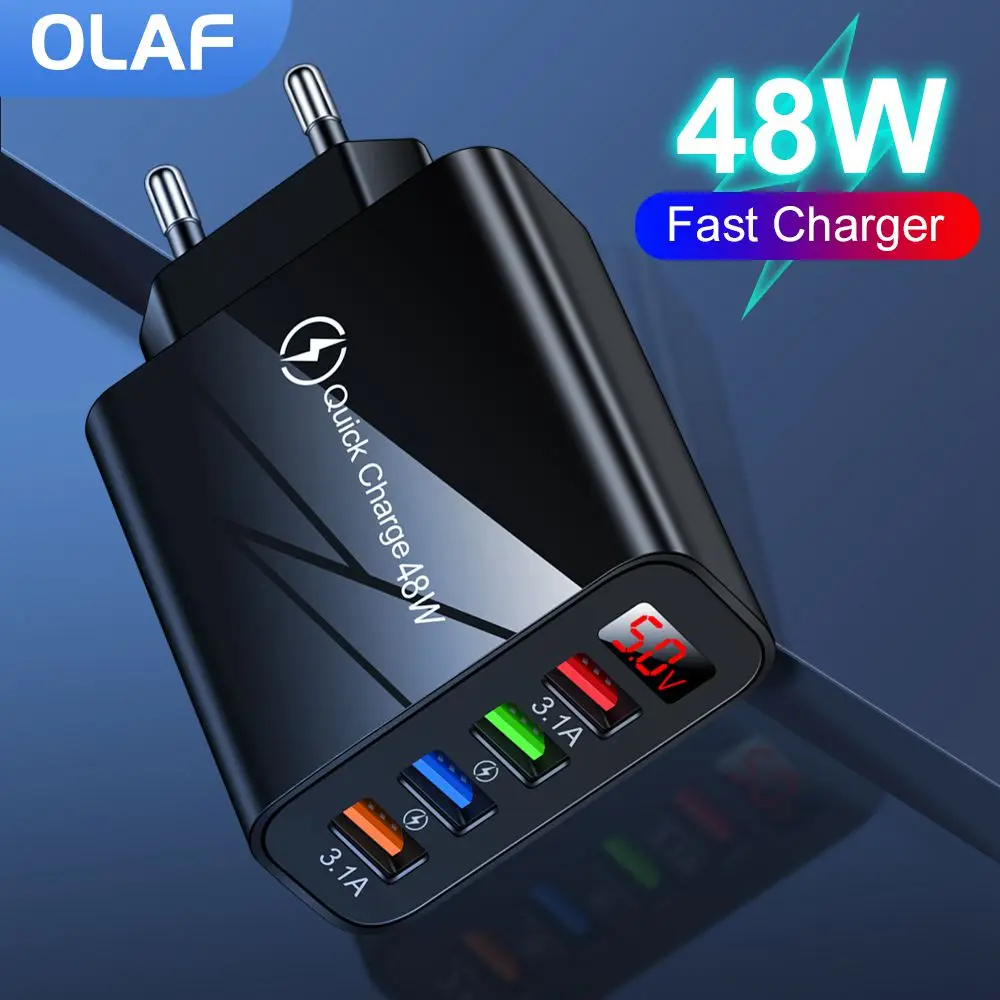 5USB48WMobileChargerFastChargewithLEDDisplayQC30Wall