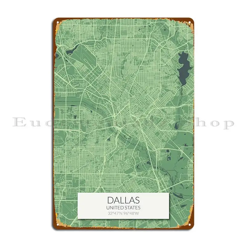 Dallas Green Map Metal Sign Vintage Home Bar Personalizza Bar Tin Sign Poster