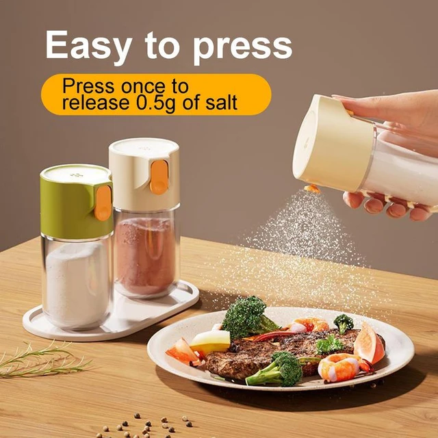 HeyooHeloo Precision Salt Dispenser with Moisture-Proof Glass Seasoning  Jar,Perfect for Salt, Spice, Pepper (M)