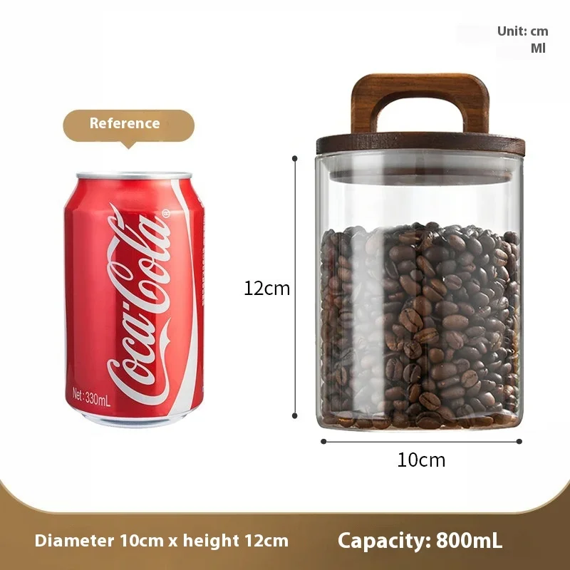 Coffee Bean Glass Sealed Jar with Wooden Lid Transparent Tea Grains Candy Jars Food Storage Containers Kitchen Storage Bottles 5
