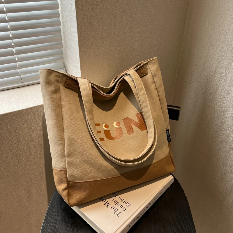 Simple Design Fashion Women's Tote Bag Casual Street Personality One Shoulder Bag Large Capacity Student Bag Mom Shopping Bag