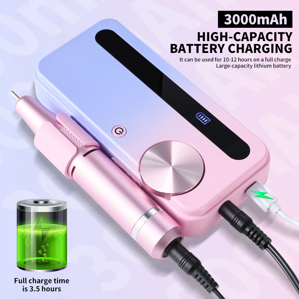 35000RPM Electric Nail Drill Machine Professional Nail Drills for Gel Nails Polish Rechargeable Portable Nail File Manicure Tool 3
