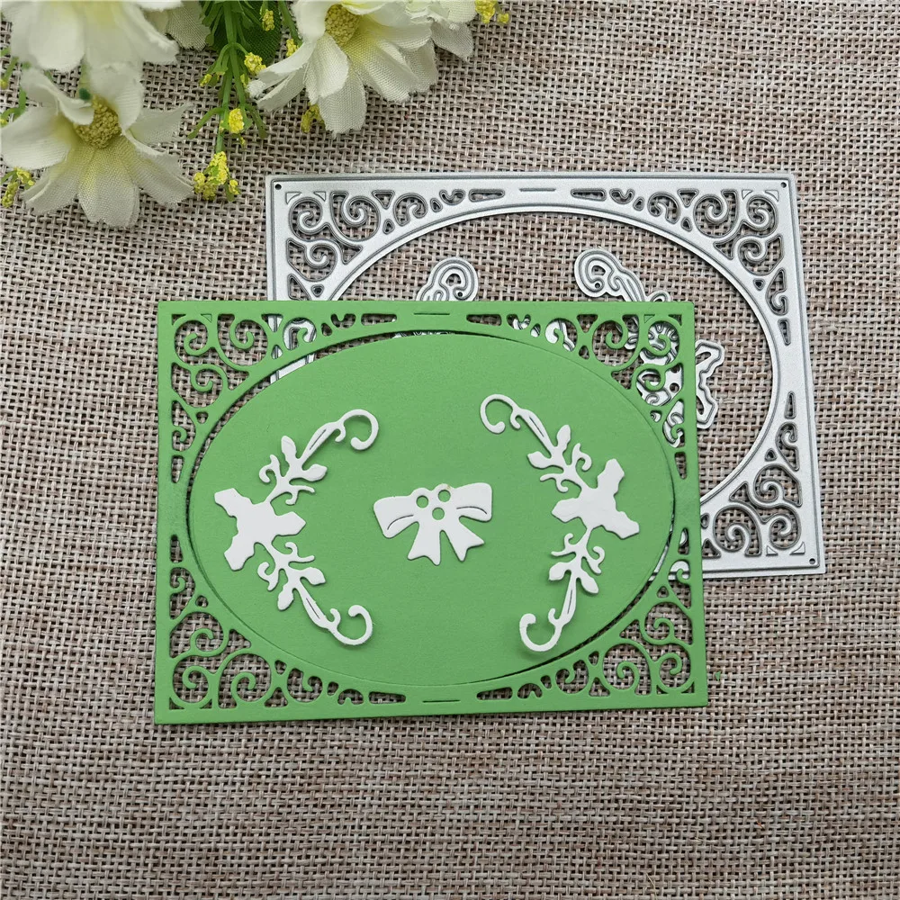 4pcs Hollow Frame Metal Cutting Dies Rectangle Stencil Scrapbooking