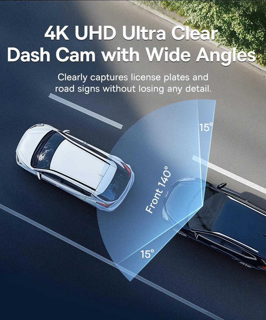 VD1 4K Dash Cam Front UHD Car Camera Night Vision Built-in GPS ADAS Car DVR 140F
