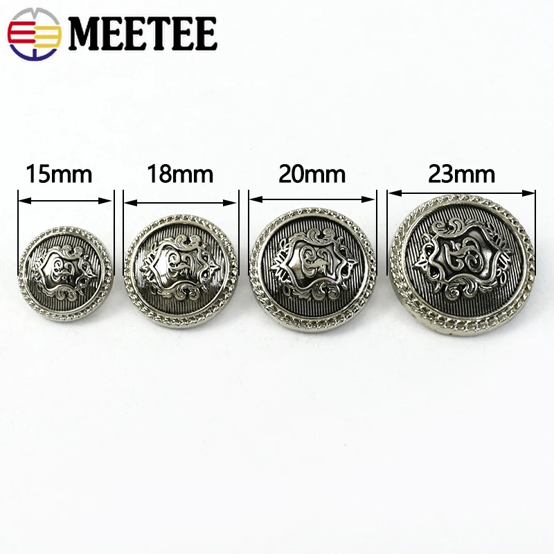 10/30Pcs Meetee 실버 레트로 라운드 금속 단추 코트 자켓 진 장식 버클 의류 가방 바느질 단추 DIY 의류 액세서리