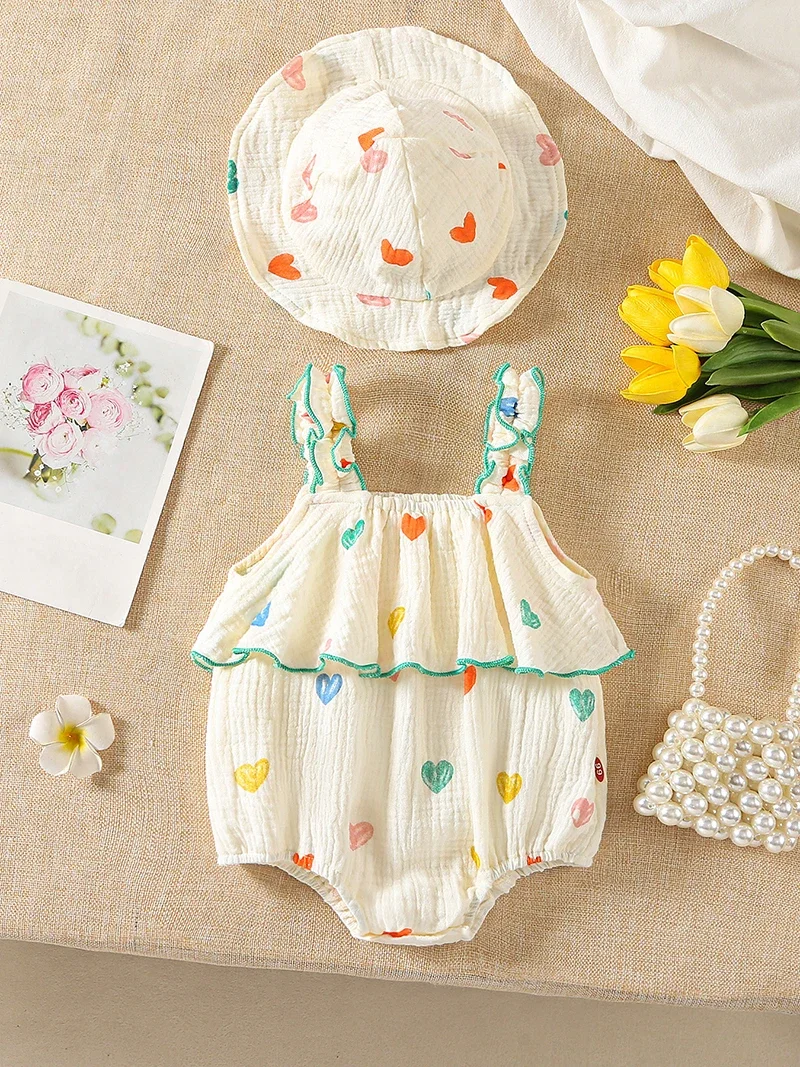 Baby Girls Summer Heart Print Bodysuit