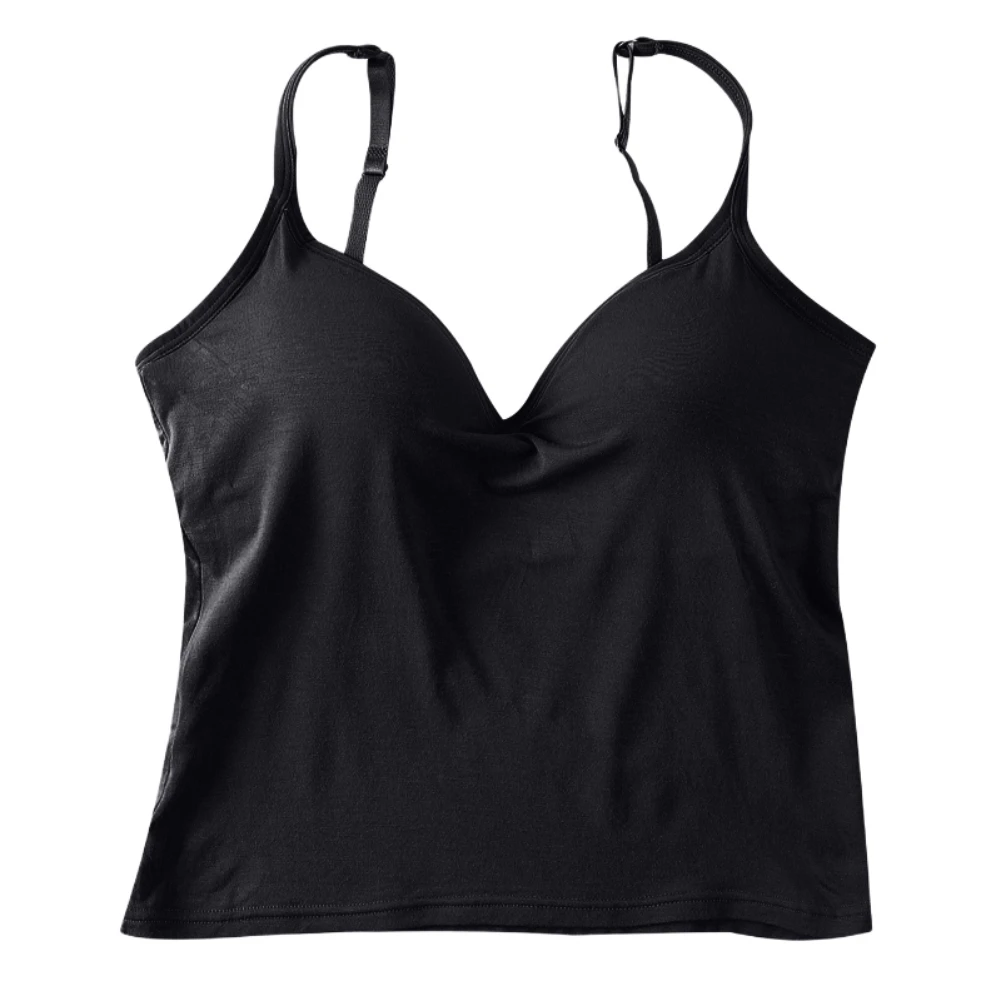 Women's Adjustable Strap Tank Top with Built-in Shelf Bra, Stretch Cotton  Camisole