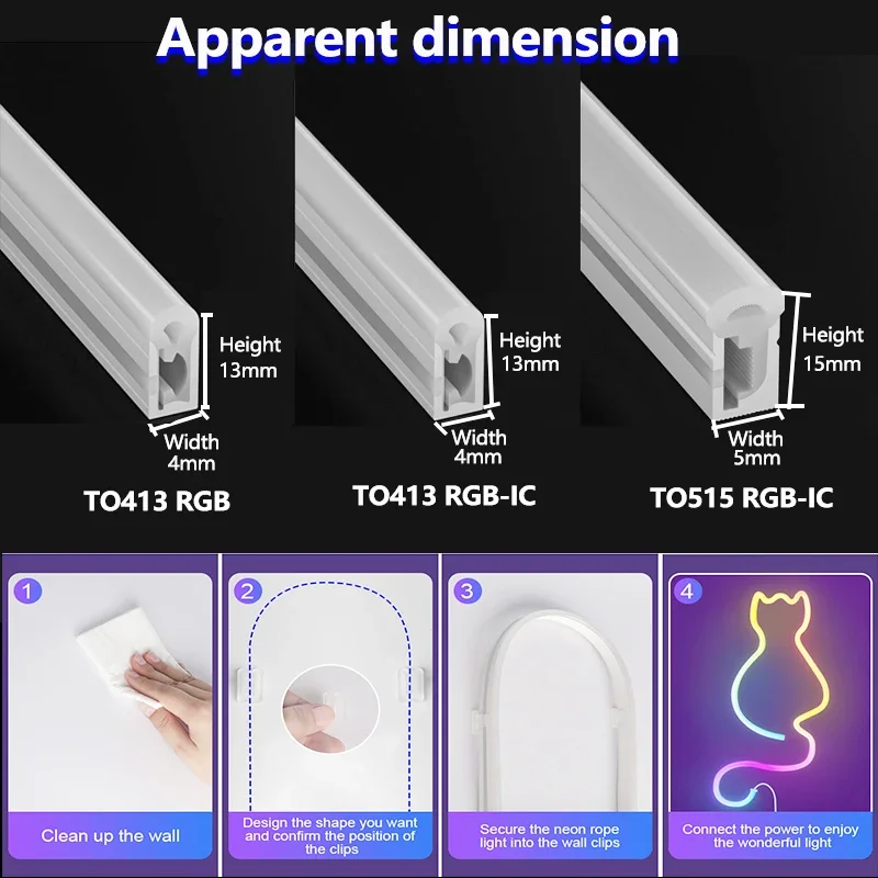 네온 스트립 빛 24V LED 네온 불빛 5m 10m 20m 30m 블루투스 APP 제어 야외 방수 유연한 네온 로프 라이트 룸 장식