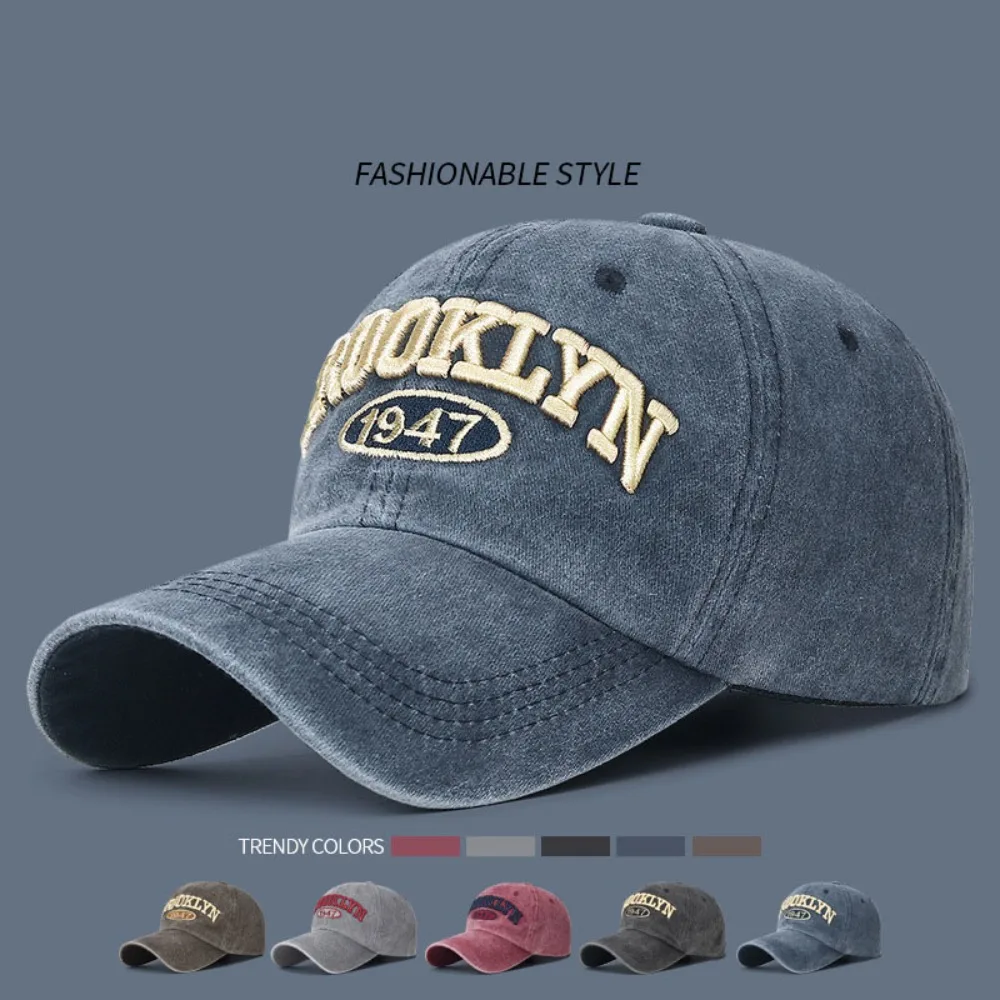 

Retro Couple Baseball Cap Hot Sale Letter Embroidery Trend Hip Hop Gorras Washed Cotton Adjustable Golf Cap Outdoor Sports
