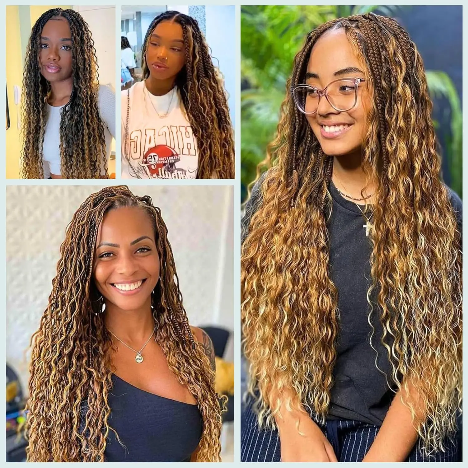 Extensions de Cheveux Humains Bouclés pour Tressage, Tresses Boho, Vague Profonde en Vrac, Vierge, Sans Trame, 28 en 4/27