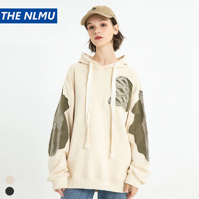 

Hole Design Patchwork Hoodie Sweatshirt 2023 Spring Hip Hop Streetwear Hoodies Autumn Harajuku Anime Hooded Pullover