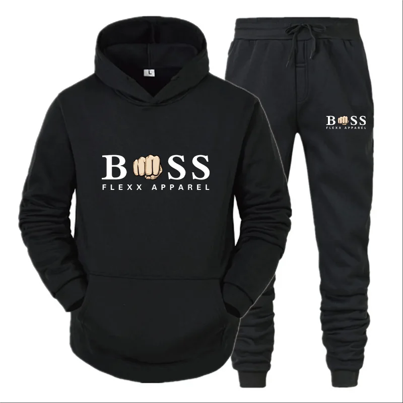 

2024 men's BOS sportswear casual two-piece sports shirt hooded+sports pants BOS printed sportswear men's jogging sportswear
