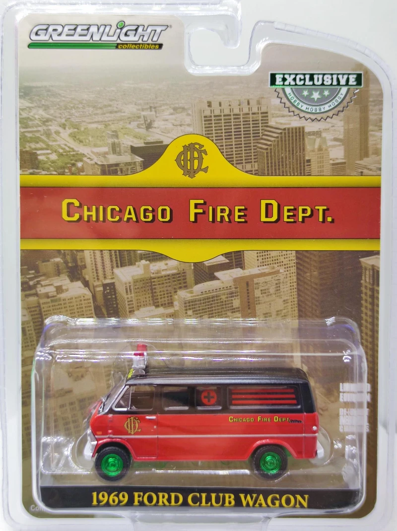 1:64 1969 Ford Club Wagon Green Machine Version High Simulation Diecast Metal Alloy Model Car Toys For Gift Collection W630