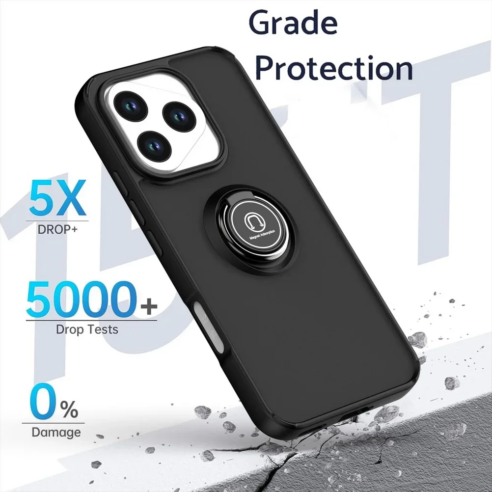 Enhanced Title:  
Durable Armor Matte Case with Magnetic Ring Stand - Shockproof Protection and Versatile Kickstand